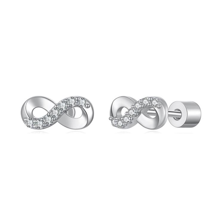 S925 Sterling Silver Shining Moissanite Earrings Infinity Symbol Earrings(MSE076)