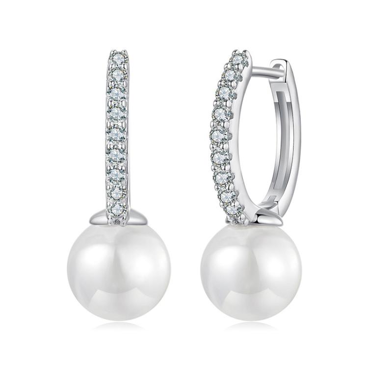 S925 Sterling Silver Shining Moissanite Shell Bead Earrings(MSE074)