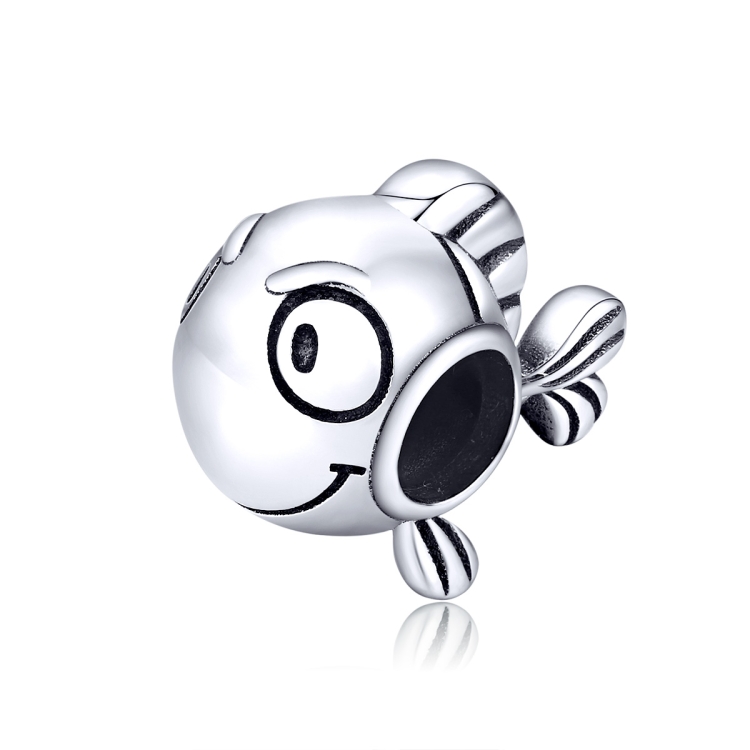 S925 Sterling Silver Simple Cute Fish Bead DIY Bracelet Necklace Accessories