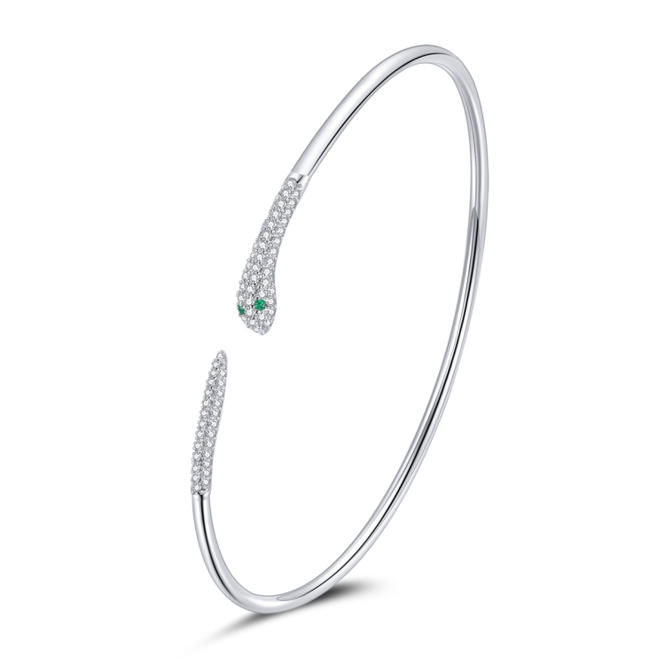 S925 Sterling Silver Snake Open Bracelet Women Jewelry