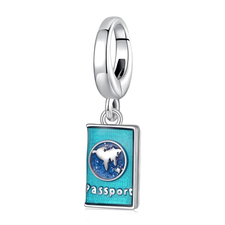 S925 Sterling Silver Travel Passport Pendant Buckle Openable Beads(SCC3031)