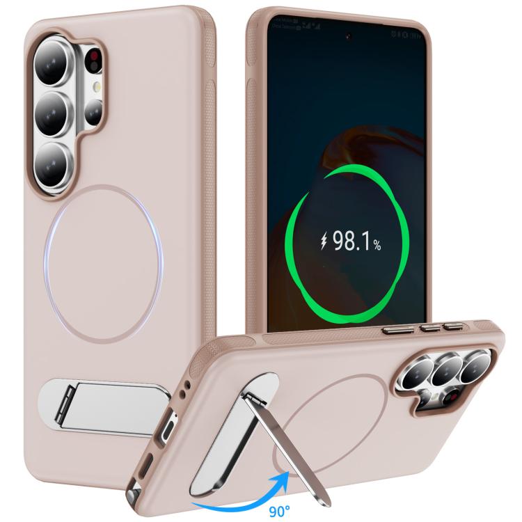 Samsung Galaxy S26 Ultra 5G Two-colors Imitation Original Magnetic Phone Case with Holder(Gold)
