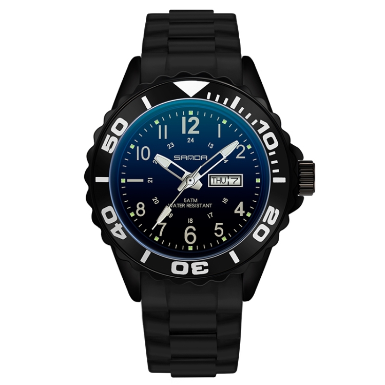 SANDA 1053 Womens TPU Strap Dual Display Waterproof Electronic Watch(Black)