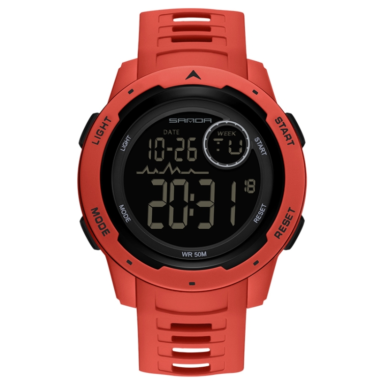 SANDA 2125 Luminous Waterproof Dual Display Electronic Watch(Red)