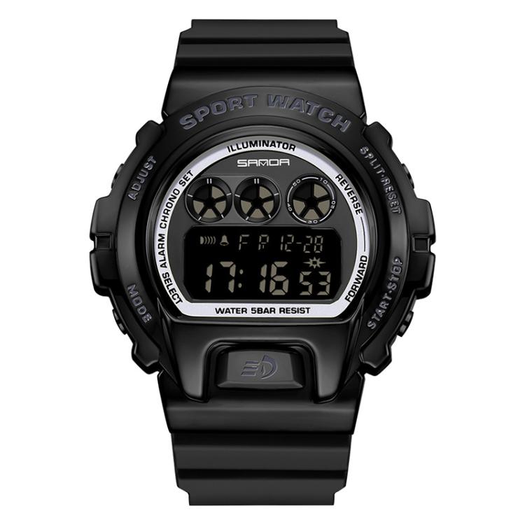 SANDA 2127 Electronic Single Movement Waterproof Sports Watch, Color: Black