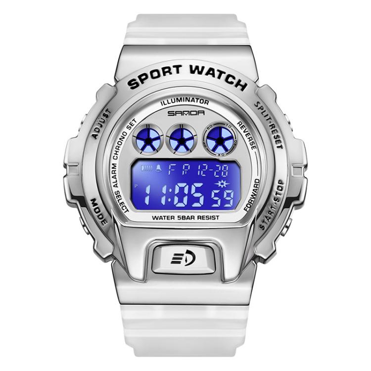 SANDA 2127 Electronic Single Movement Waterproof Sports Watch, Color: Transparent Silver