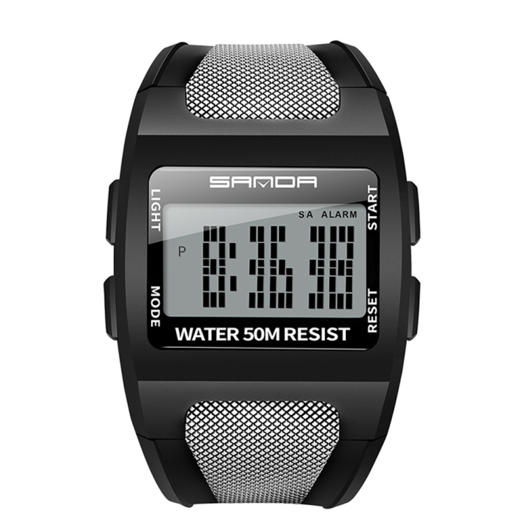 SANDA 222 Men Sports Outdoor Mountaineering Digital Electronic Watch Square Multi functional Waterproof Watch(White)