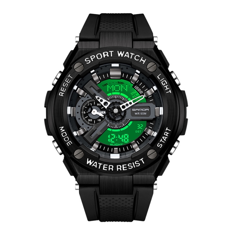 SANDA 3170 Men Luminous Waterproof Sports Watch(Black White)