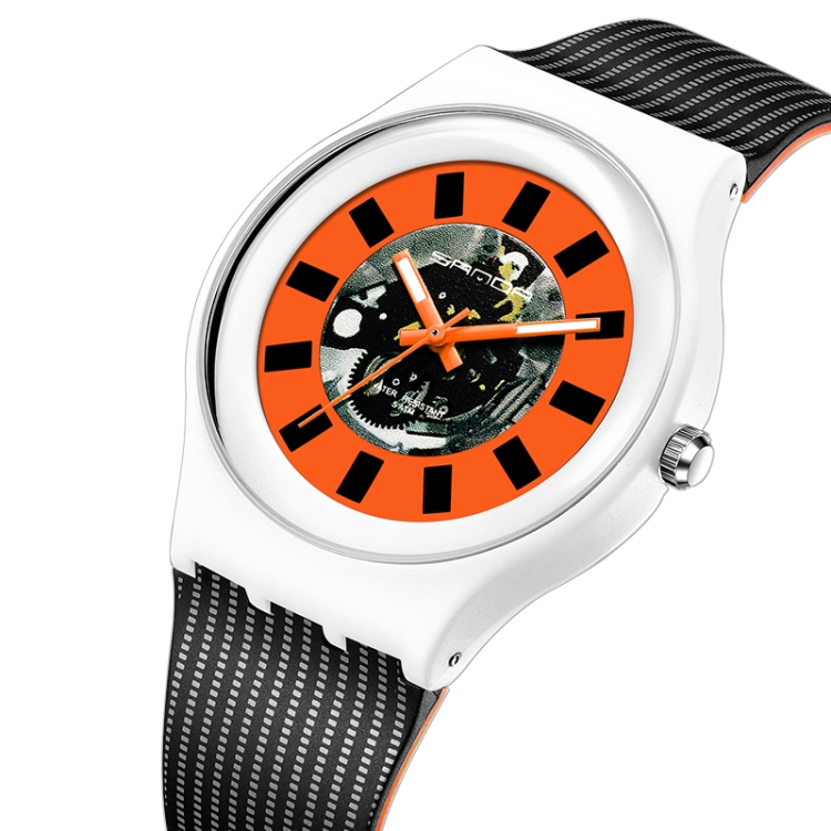 SANDA 3207 Fashion Waterproof Electronic Sports Watch(Black+White)