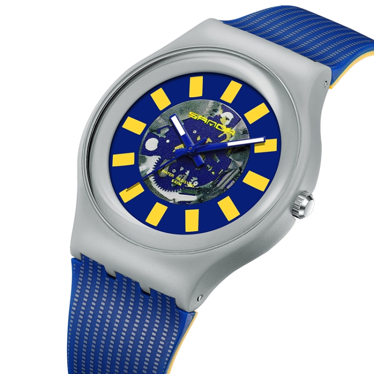 SANDA 3207 Fashion Waterproof Electronic Sports Watch(Blue+Grey)