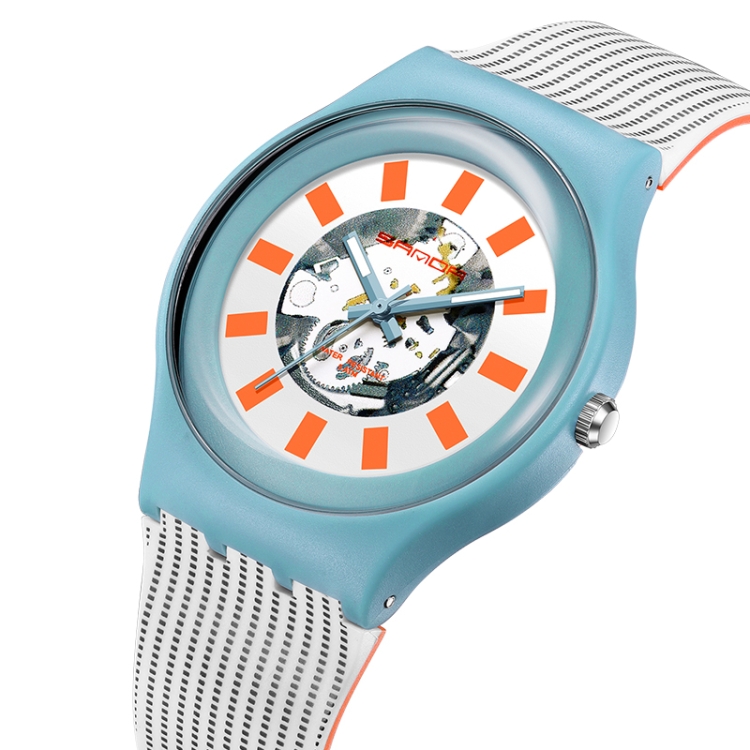 SANDA 3207 Fashion Waterproof Electronic Sports Watch(Blue+White)