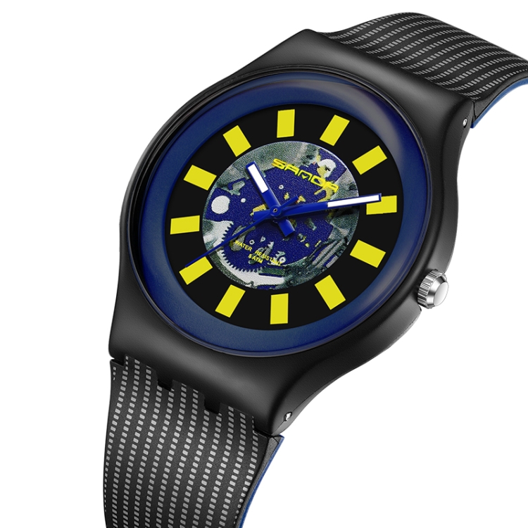 SANDA 3207 Fashion Waterproof Electronic Sports Watch(White+Blue)