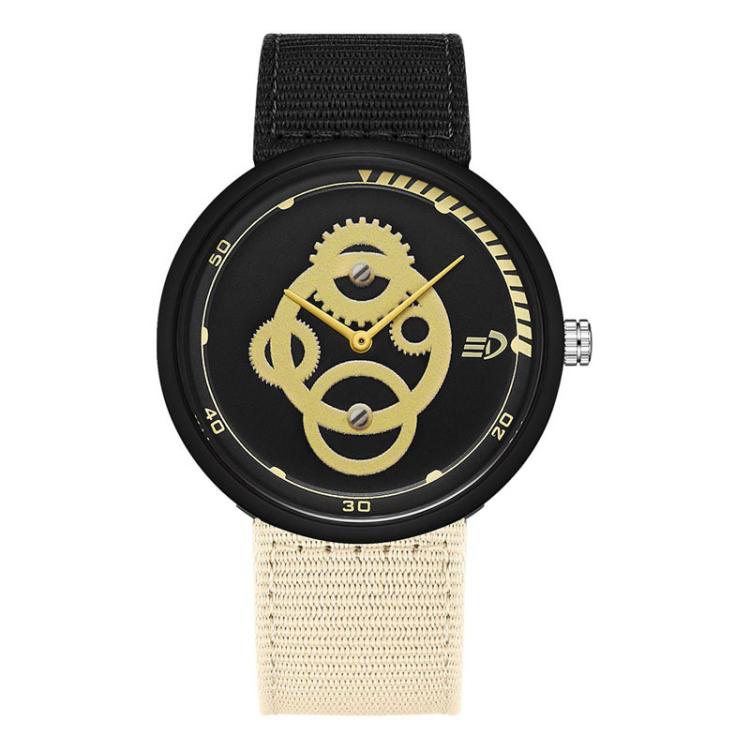 SANDA 3216 Minimalist Style 5ATM Waterproof Student Watch with Nylon Strap(Black-Beige Strap / Black-Yellow)