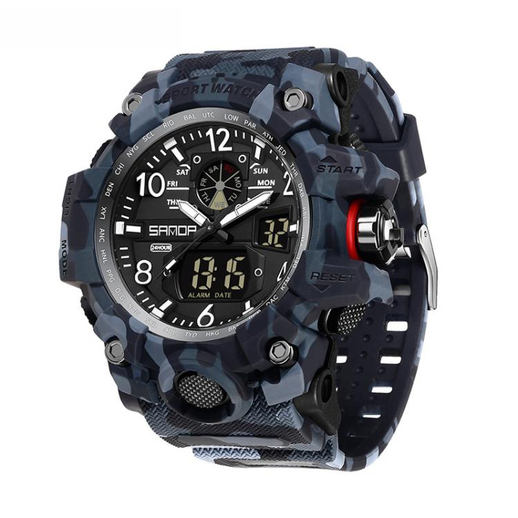 SANDA 3358 Camouflage Series Men Watch Alarm Clock Waterproof Electronic Watch, Color: Black