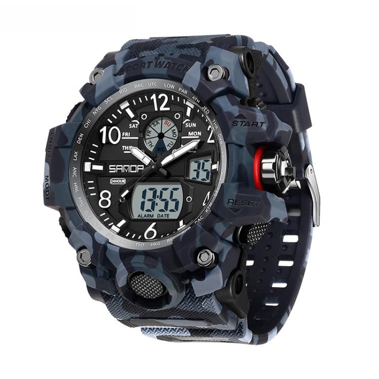 SANDA 3358 Camouflage Series Men Watch Alarm Clock Waterproof Electronic Watch, Color: Black White