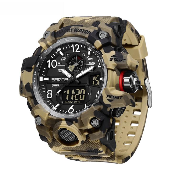SANDA 3358 Camouflage Series Men Watch Alarm Clock Waterproof Electronic Watch, Color: Yellow Black
