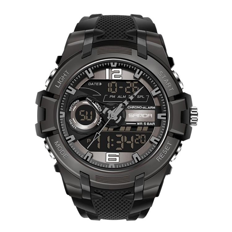 SANDA 6015 Men Multifunctional Waterproof Luminous Sports Watch(Black)