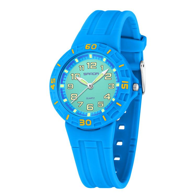 SANDA 6386 Simple 5ATM Waterproof Luminous Children Watch(Blue)
