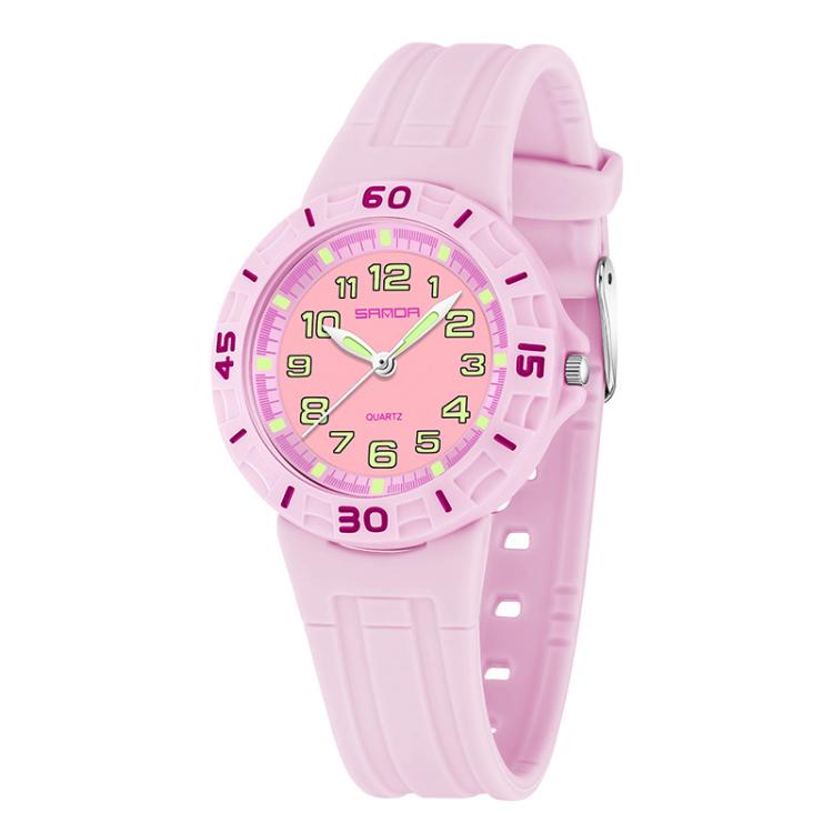 SANDA 6386 Simple 5ATM Waterproof Luminous Children Watch(Pink)