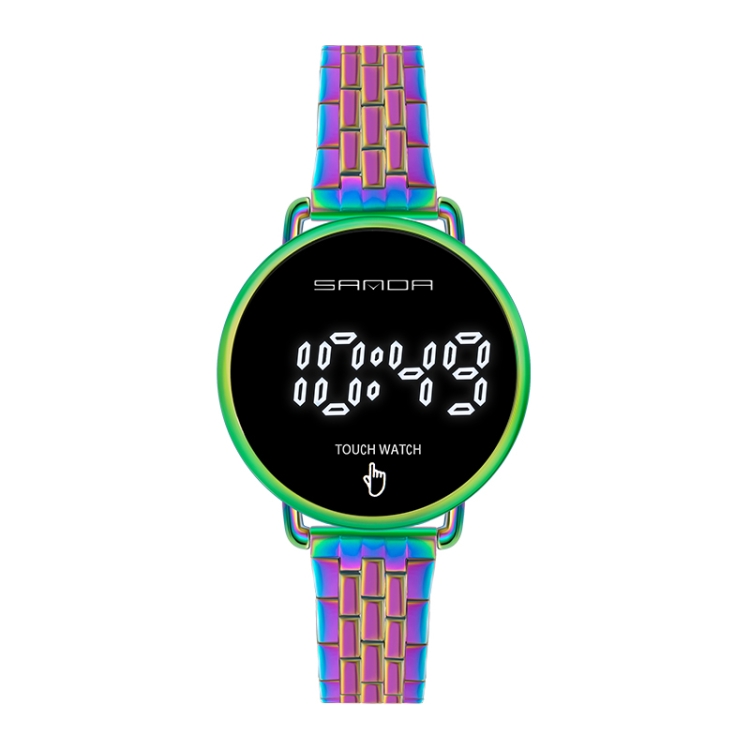 SANDA 8011 Touch Screen LED Digital Display Round Dial Electronic Watch for Men(Polychrome)