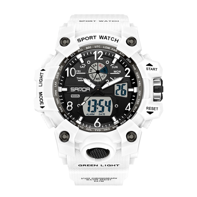 SANDA Couple Electronic Watch Women Personalised Luminous Wristwatch(3306 White)