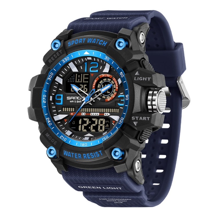 SANDA Large Dial Electronic Watch Multi-function Outdoor Sports Watch(Blue)