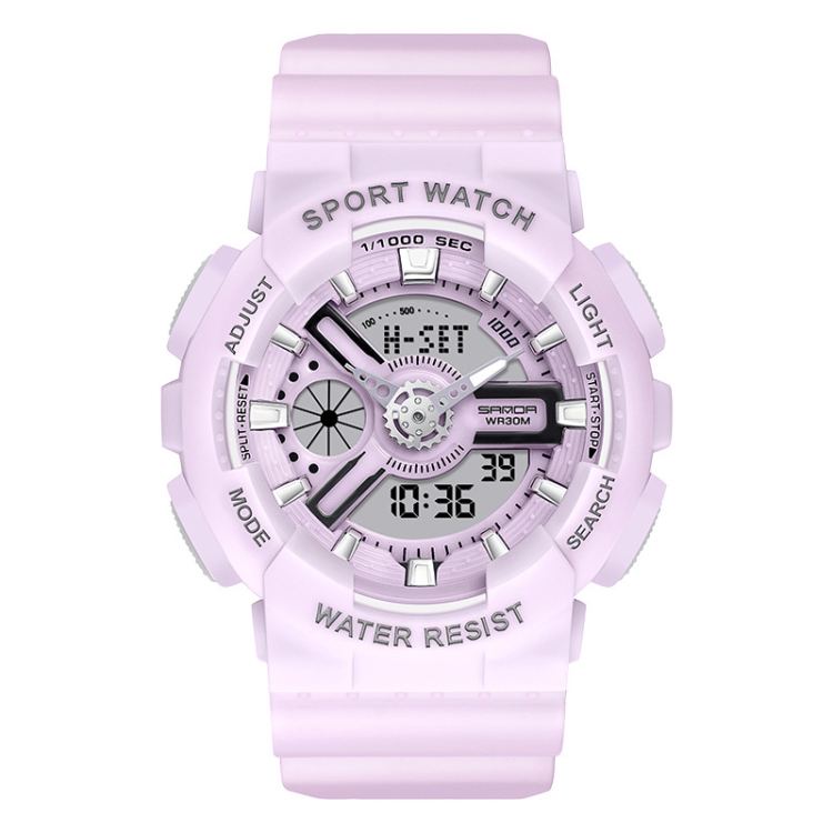SANDA Outdoor Leisure Waterproof Multifunctional Luminous Electronic Watch(Sand Incense Purple Women)