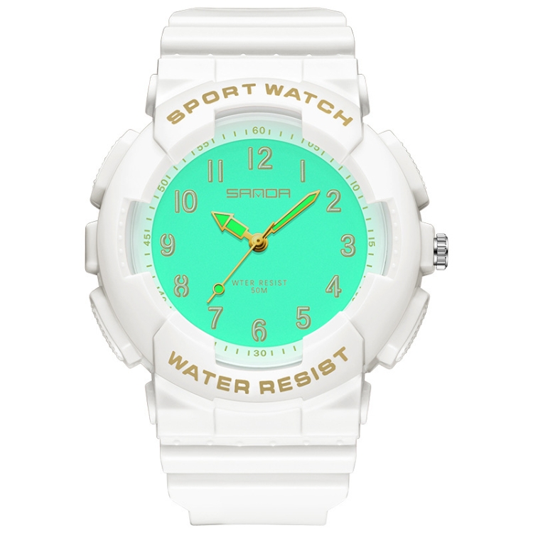 SANDA Small Fresh Digital All-match Waterproof Luminous Student Watch(White Gold)