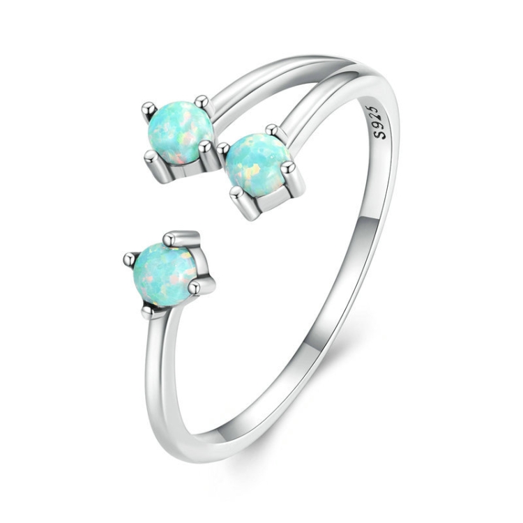 SCR899 Sterling Silver S925 Fantasy Opal Open Ring(Open Adjustable)