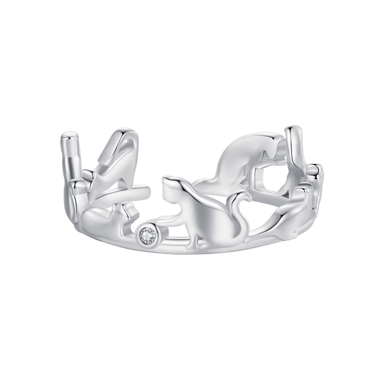 SCR944-E Cute Cat Open Adjustable Ring