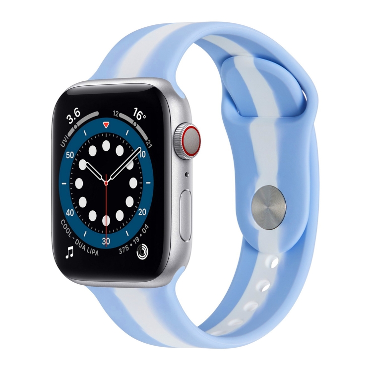 Secondary Color Silicone Watch Band For Apple Watch Series 9&8&7 41mm / SE 3&SE 2&6&SE&5&4 40mm / 3&2&1 38mm(Lilac)