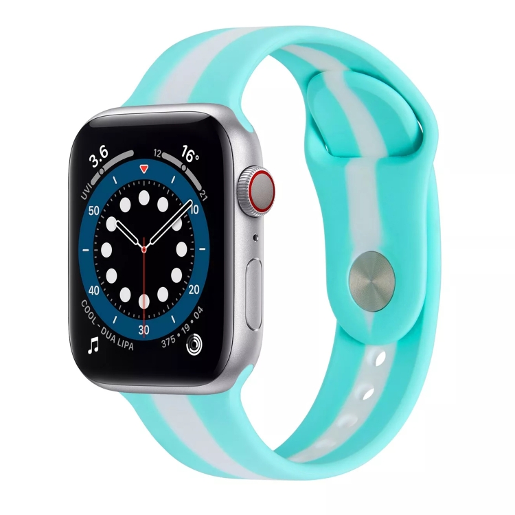 Secondary Color Silicone Watch Band For Apple Watch Ultra 49mm&Watch Ultra 2 49mm / Series 9&8&7 45mm / SE 3&SE 2&6&SE&5&4 44mm / 3&2&1 42mm(Emerald Green)