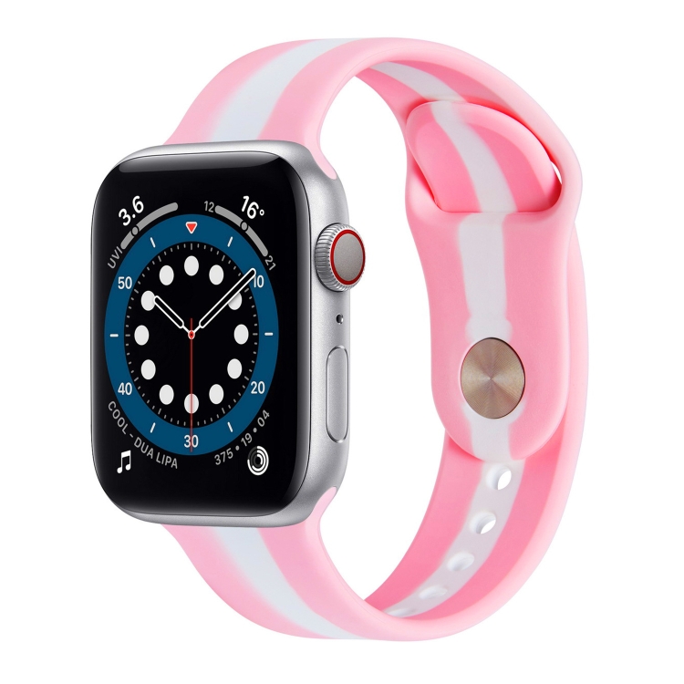 Secondary Color Silicone Watch Band For Apple Watch Ultra 49mm&Watch Ultra 2 49mm / Series 9&8&7 45mm / SE 3&SE 2&6&SE&5&4 44mm / 3&2&1 42mm(Pink)