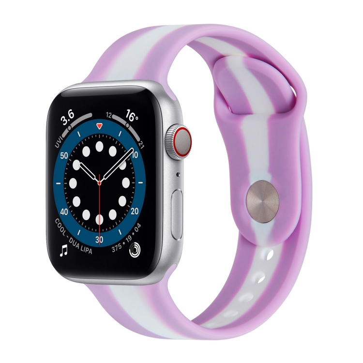 Secondary Color Silicone Watch Band For Apple Watch Ultra 49mm&Watch Ultra 2 49mm / Series 9&8&7 45mm / SE 3&SE 2&6&SE&5&4 44mm / 3&2&1 42mm(Purple)