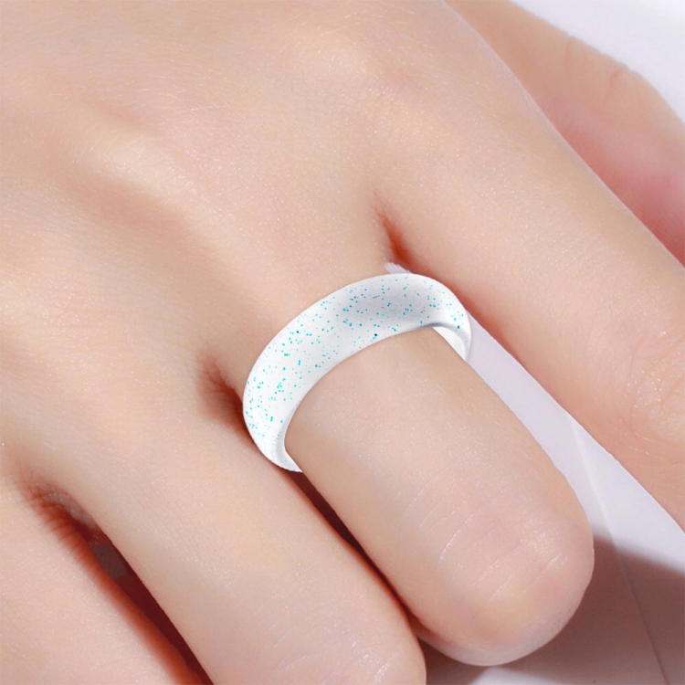 SH100 5.7mm Wide Silicone Ring Glitter Couple Ring No.7(Transparent flashing blue)