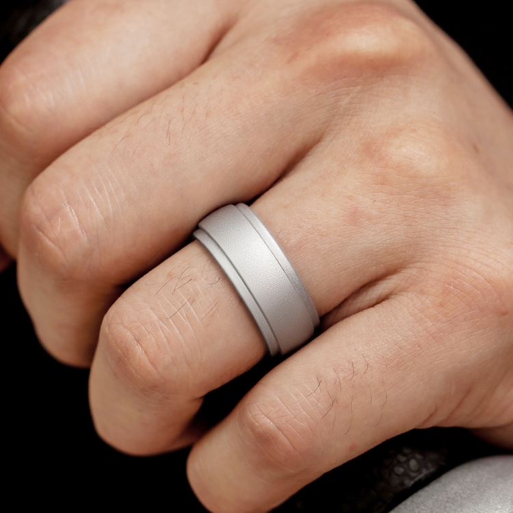 SH800-140 8mm Wide Curved Radian Step Silicone Ring No.14(Light Gray)