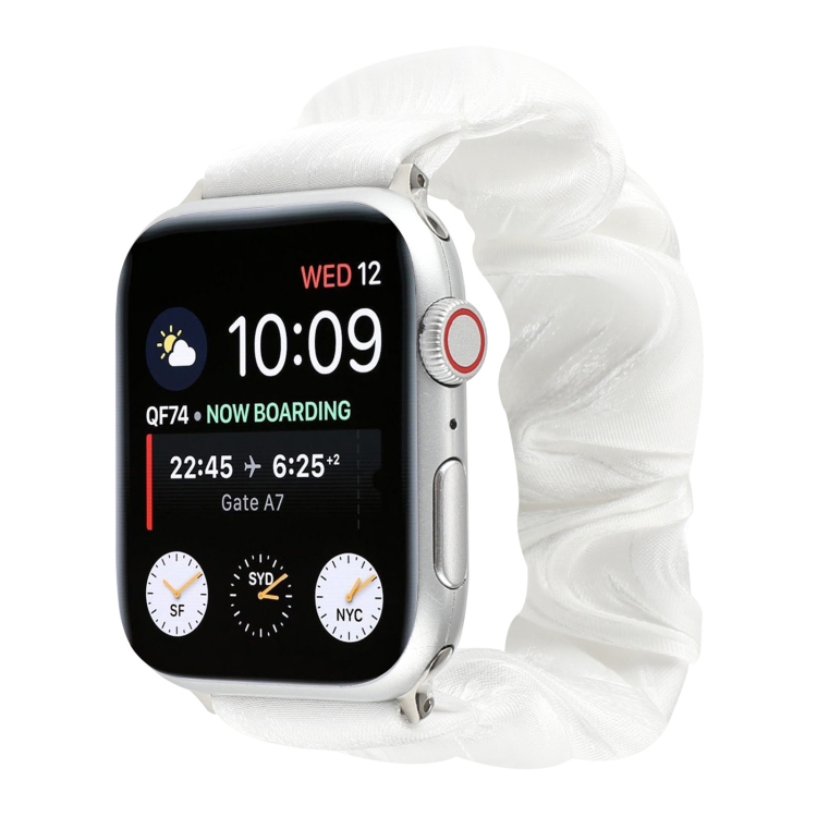 Shell Pattern Hair Ring Cloth Watch Band For Apple Watch Series 9&8&7 41mm / SE 3&SE 2&6&SE&5&4 40mm / 3&2&1 38mm(White)