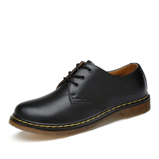 Shrimp Skin Martin Boots Casual Shoes for Men and Women, Size:37(Black)