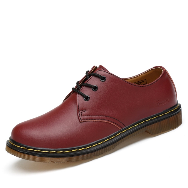 Shrimp Skin Martin Boots Casual Shoes for Men and Women, Size:39(Red)