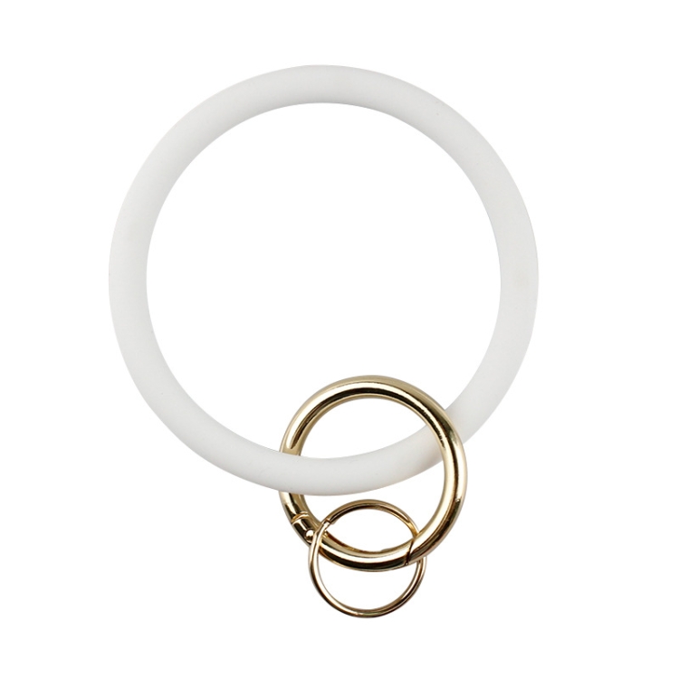 SiB005 Large Round Silicone Bracelet Keychain Outdoor Sports Silicone Bracelet(White)