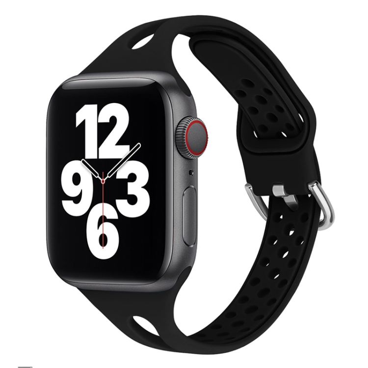 Silicone Watch Band For Apple Watch Ultra 49mm&Watch Ultra 2 49mm / Series 9&8&7 45mm / SE 3&SE 2&6&SE&5&4 44mm / 3&2&1 42mm(Black)