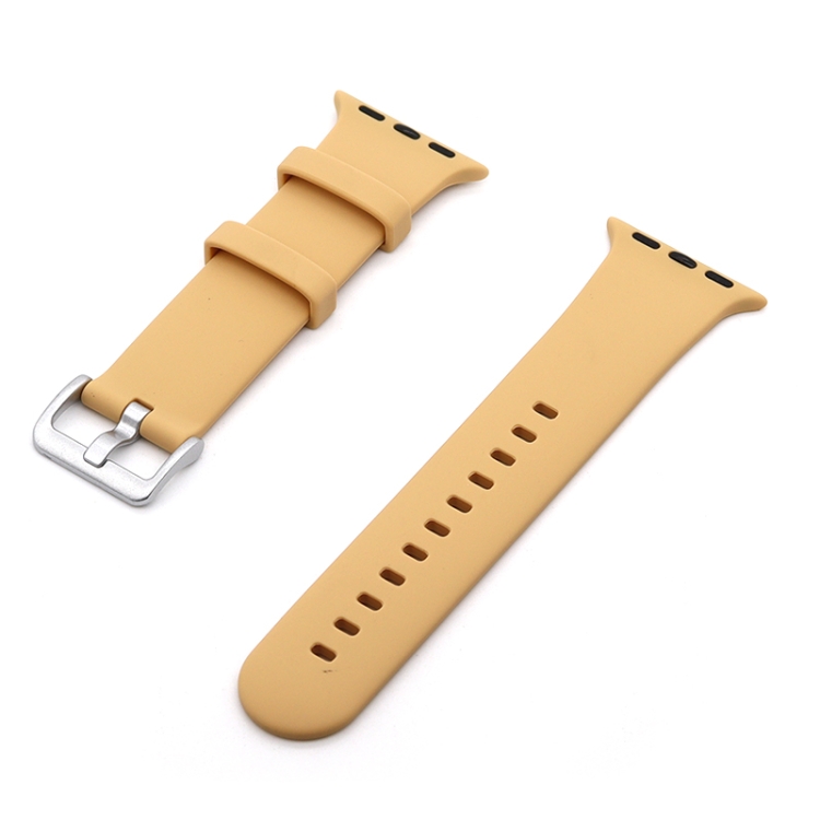 Silver Buckle Silicone Watch Band For Apple Watch Series 9&8&7 41mm / SE 3&SE 2&6&SE&5&4 40mm / 3&2&1 38mm(Walnut)