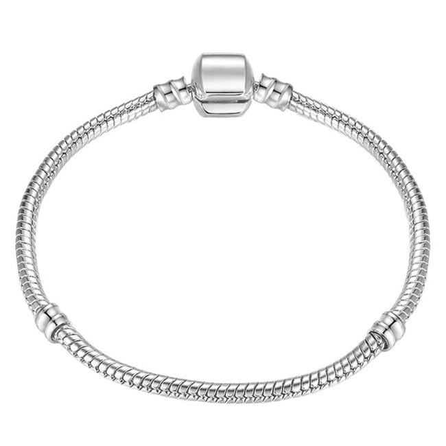 Silver Snake Chain Link Bracelet, Length:20cm(Silver Plated)