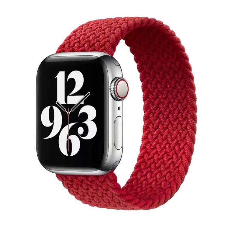 Single-turn Nylon Woven Watch Band For Apple Watch Series 9&8&7 41mm / SE 3&SE 2&6&SE&5&4 40mm / 3&2&1 38mm, Size:L(Red)