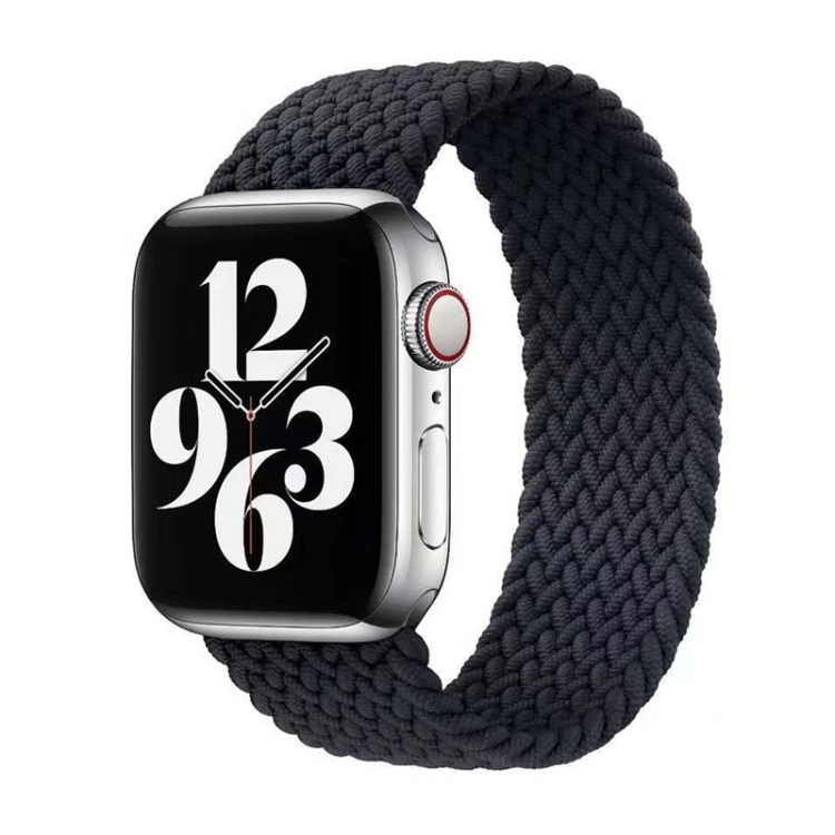Single-turn Nylon Woven Watch Band For Apple Watch Ultra 49mm&Watch Ultra 2 49mm / Series 9&8&7 45mm / SE 3&SE 2&6&SE&5&4 44mm / 3&2&1 42mm, Size:L(Black)