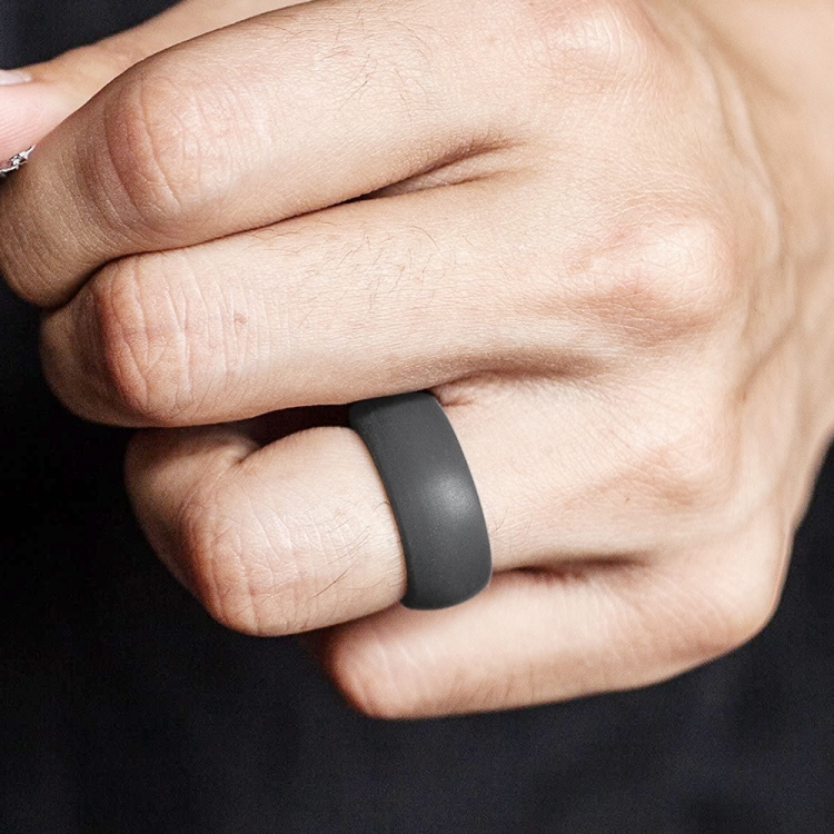 SiR013 8.7mm Curved Outdoor Sports Silicone Ring, Size: No.11(Dark Gray)