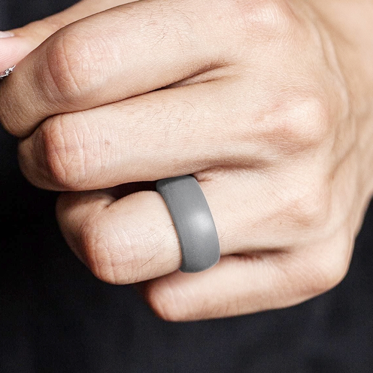 SiR013 8.7mm Curved Outdoor Sports Silicone Ring, Size: No.11(Light Grey)
