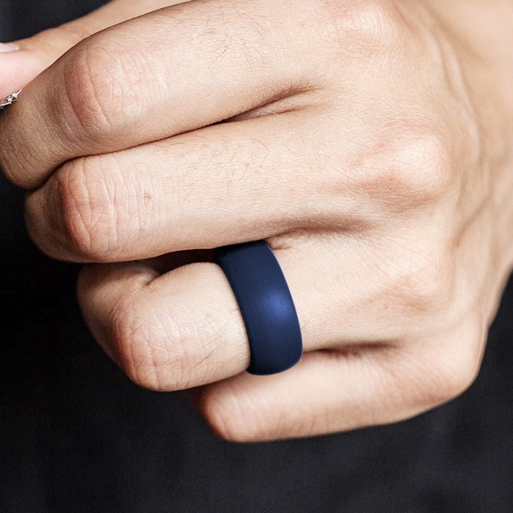 SiR013 8.7mm Curved Outdoor Sports Silicone Ring, Size: No.12(Dark Blue)
