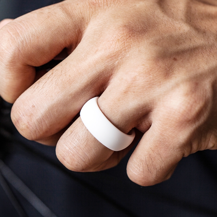 SiR013 8.7mm Curved Outdoor Sports Silicone Ring, Size: No.8(White)