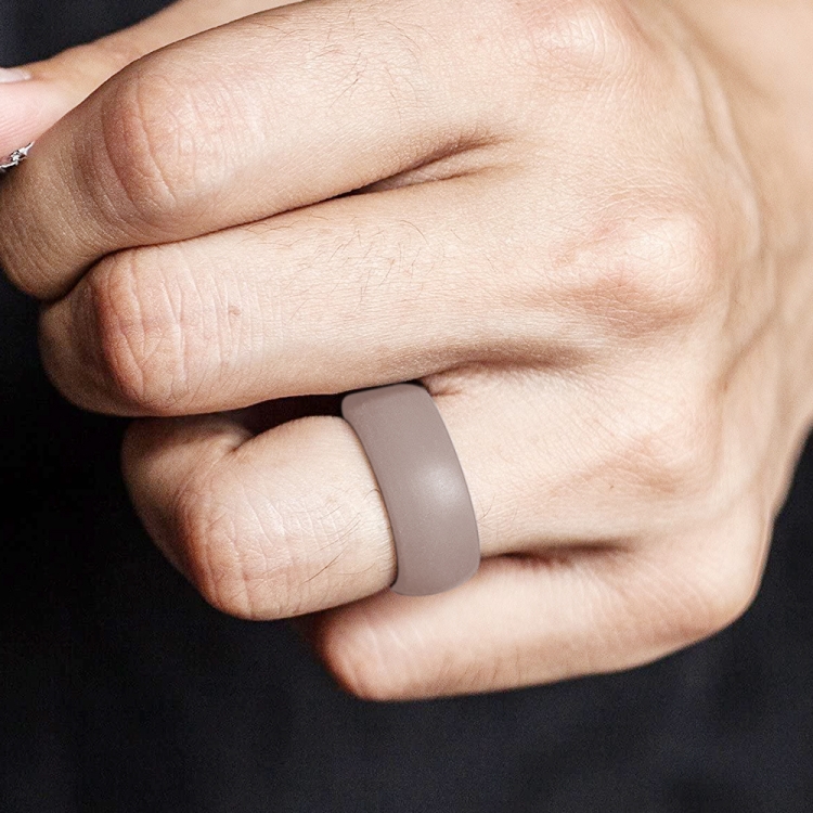 SiR013 8.7mm Curved Outdoor Sports Silicone Ring, Size: No.9(Rose Gold)